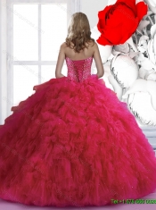 Summer 2015 Luxurious Beading Sweetheart Sweet 16 Dresses in Fuchsia