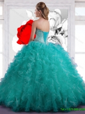 Top Seller Sweetheart Beaded and Ruffles Quinceanera Dresses in Coral Red for 2016