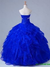 2015 Artistic Strapless Beaded and Ruffles Quinceanera Gowns in Organza