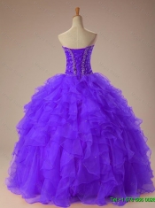 2015 Beautiful Sweetheart Beaded Quinceanera Dresses with Ruffles