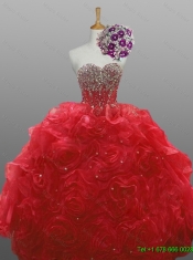 2015 Delicate Sweetheart Quinceanera Dresses with Beading and Rolling Flowers