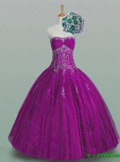 2015 Elegant Strapless Beaded Quinceanera Dresses with Appliques