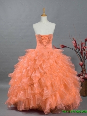 2015 Fashionable Sweetheart Quinceanera Gowns with Beading and Ruffles