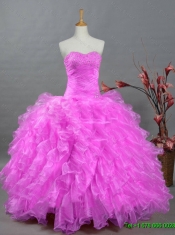 2015 Perfect Sweetheart Quinceanera Dresses with Beading and Ruffles