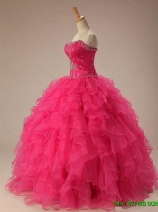 2015 Popular Beaded Quinceanera Dresses with Ruffles in Organza