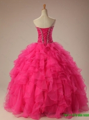 2015 Popular Beaded Quinceanera Dresses with Ruffles in Organza