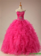 2015 Popular Beaded Quinceanera Dresses with Ruffles in Organza