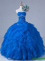 2015 Pretty Strapless Quinceanera Dresses with Beading and Ruffles
