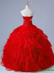2015 Pretty Strapless Quinceanera Dresses with Beading and Ruffles