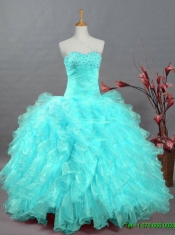 2015 Pretty Sweetheart Beaded Custom Made Quinceanera Dresses in Organza