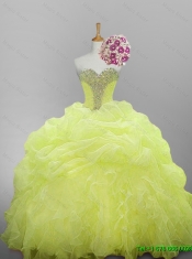 2015 Pretty Sweetheart Beaded Quinceanera Dresses with Ruffled Layers