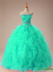 2015 Romantic Sweetheart Beaded Quinceanera Dresses with Ruffles