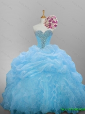 2015 Romantic Sweetheart Quinceanera Dresses with Beading and Ruffled Layers