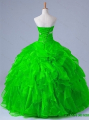 2015 Sexy Strapless Quinceanera Dresses with Beading and Ruffles