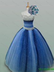 2015 Sweet Spaghetti Straps Beaded Quinceanera Dresses in Tulle