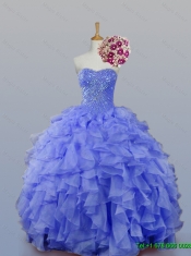 2015 Sweetheart Beaded Quinceanera Dresses with Ruffles