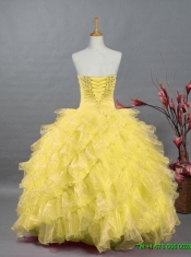 Beaded and Ruffles Quinceanera Dresses in Organza for 2015