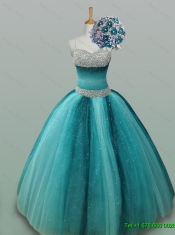 Beaded Spaghetti Straps Quinceanera Dresses in Tulle for 2015