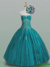 Fashionable Strapless Beaded Quinceanera Dresses with Appliques
