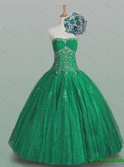 Perfect 2015 Ball Gown Beaded Green Sweet 16 Dresses with Appliques Perfect 2015 Ball Gown Beaded Green Sweet 16 Dresses with Appliques