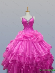 Perfect Straps Custom Made Quinceanera Dresses with Beading and Ruffled Layers for 2015