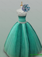 Popular Spaghetti Straps Beaded Quinceanera Gowns in Tulle for 2015