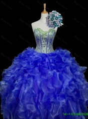 Pretty Sweetheart Blue Sweet 16 Dresses with Sequins and Ruffles for 2015