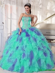 2016 Elegant Multi Color Strapless Floor Length Appliques Quinceanera Dresses with Beading