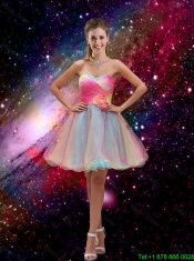 2016 New Style A Line Hand Made Flower and Beaded Prom Dresses in Multi Color