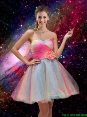 2016 New Style A Line Hand Made Flower and Beaded Prom Dresses in Multi Color