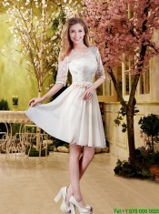 Perfect A Line Champagne Dama Dresses with Lace for 2016