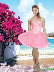 Summer 2016 Pretty Pink Sweetheart Dama Dress with Beading for Cocktail