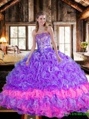 2016 Beautiful Ball Gown Multi Color Sweet 16 Dresses with Ruffles and Beading