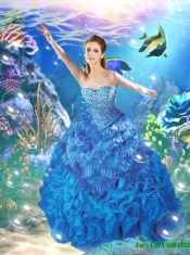 2016 Beautiful Sweetheart Beading Quinceanera Gowns in Blue