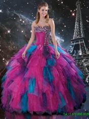 2016 Colorful Multi Color Ball Gown Quinceanera Dresses with Beading