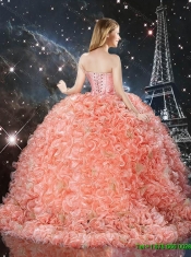 2016 Edgy Sweetheart Brush Train Quinceanera Dresses with Beading