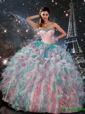 2016 Exquisite Multi Color Sweetheart Quinceanera Gowns with Beading and Ruffles