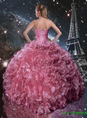 2016 Fashionable Ball Gown Sweetheart Sweet 16 Dresses with Ruffles and Beading