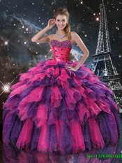 2016 Gorgeous Beaded and Sweetheart Quinceanera Dresses in Multi Color