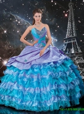 2016 Latest Ball Gown Ruffled Layers and Beaded Sweet 16 Dresses in Multi Color