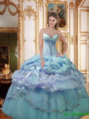 2016 Luxurious Bowknot and Appliques Quinceanera Dresses in Light Blue