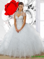 2016 Luxurious Sweetheart Beading Quinceanera Dresses in White