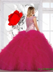2016 New Arrival Appliques and Ruffles Fuchsia Dresses for Quinceanera