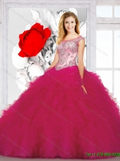 2016 New Arrival Appliques and Ruffles Fuchsia Dresses for Quinceanera