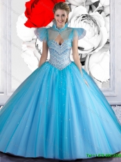 2016 New Arrival Sweetheart Beaded Quinceanera Dresses in Baby Blue