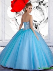 2016 New Arrival Sweetheart Beaded Quinceanera Dresses in Baby Blue