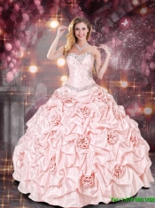 2016 New Arrival Sweetheart Quinceanera Dresses with Beading and Hand Made Flowers