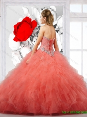 2016 New Style Appliques and Ruffles Quinceanera Dresses in Orange Red