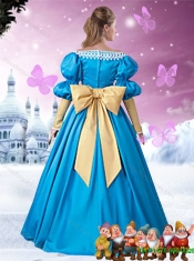 2016 Pretty A Line Quinceanera Dresses with Appliques and Bowknot in Blue