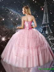 2016 Sophisticated Beaded and Bowknot Quinceanera Dresses in Rose Pink